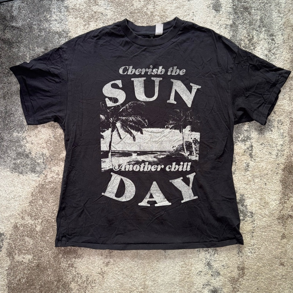 Charcoal Color Oversized Graphic T-Shirt